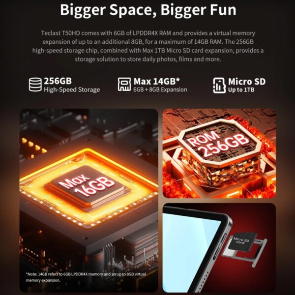 Tablet PC Teclast T50HD de 11 pulgadas, Android 14 Unisoc T606 Octa Core, 4G LTE Dual SIM - Imagen 15