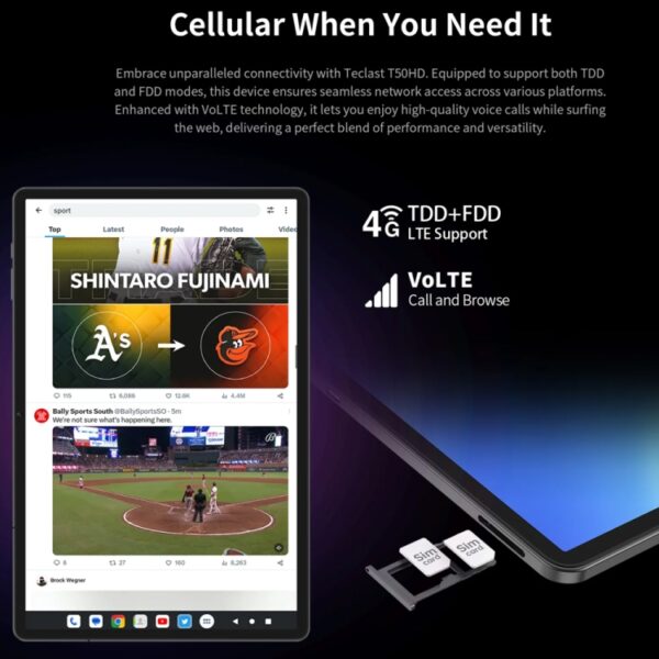 Tablet PC Teclast T50HD de 11 pulgadas, Android 14 Unisoc T606 Octa Core, 4G LTE Dual SIM - Imagen 20