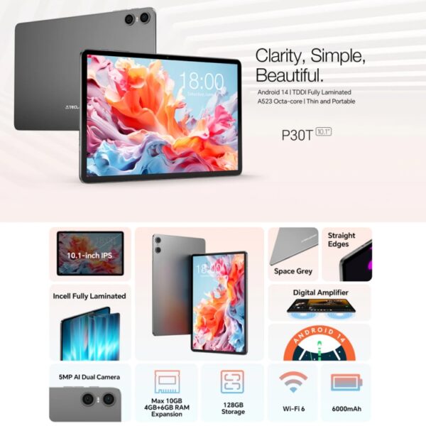 Tablet PC Teclast P30T de 10,1 pulgadas WiFi6, Android 14 Allwinner A523 Octa Core - Imagen 4