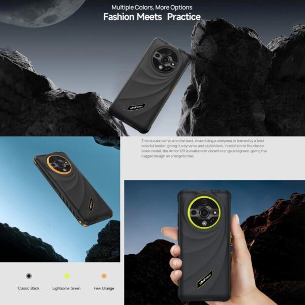 Ulefone Armor X31, 6 GB + 128 GB, visión nocturna, teléfono robusto IP68/IP69K, pantalla de 6,56 pulgadas, Android 14, MediaTek Helio G91 Octa Core, conectividad 4G, NFC, OTG - Imagen 3