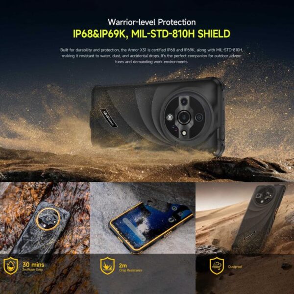 Ulefone Armor X31, 6 GB + 128 GB, visión nocturna, teléfono robusto IP68/IP69K, pantalla de 6,56 pulgadas, Android 14, MediaTek Helio G91 Octa Core, conectividad 4G, NFC, OTG - Imagen 4