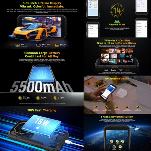 Ulefone Armor X32 Rugged Phone, 8GB+256GB, Night Vision, 5.65 inch Android 14 MediaTek Helio G91 Octa Core, Network: 4G, NFC, OTG - Imagen 6