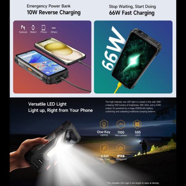 Ulefone Armor 34 Pro, 16GB+512GB, Night Vision, IP68/IP69K Rugged Phone, 6.95 inch Android 15 MediaTek Dimensity 7300 Octa Core, Network: 5G, NFC, OTG - Imagen 11