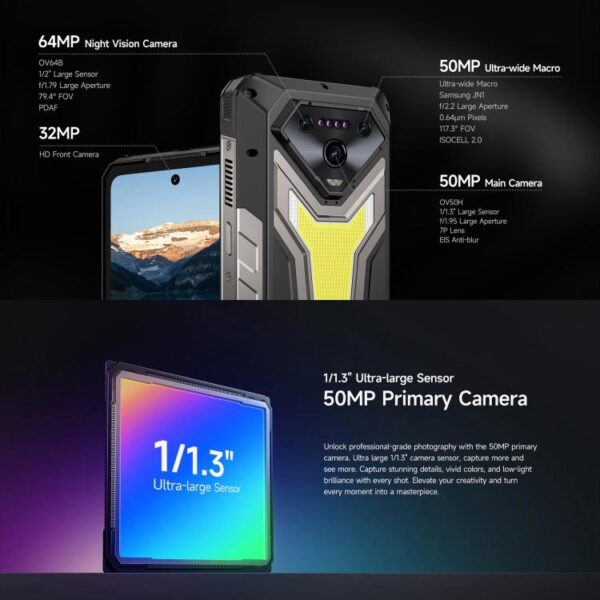 Ulefone Armor 34 Pro, 16GB+512GB, Night Vision, IP68/IP69K Rugged Phone, 6.95 inch Android 15 MediaTek Dimensity 7300 Octa Core, Network: 5G, NFC, OTG - Imagen 15
