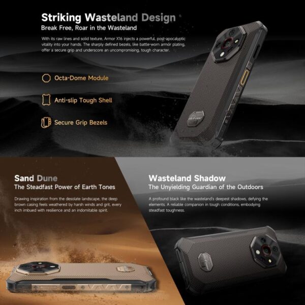 Ulefone Armor X16, 6GB+128GB, Night Vision, IP68/IP69K Rugged Phone, 6.56 inch Android 15 MediaTek Helio G91 Octa Core, Network: 4G, NFC, OTG - Imagen 3