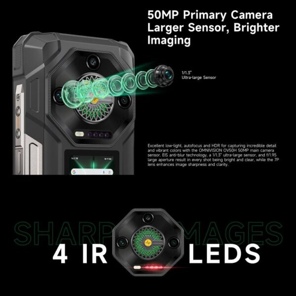 Ulefone Armor 33 Pro Rugged Phone, 16GB+512GB, Night Vision, 6.95 inch + 3.4 inch Dual Screen Android 14 MediaTek Dimensity 7300X Octa Core, Network: 5G, OTG, NFC - Imagen 12