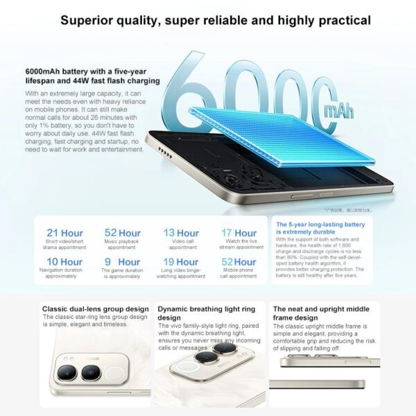 vivo Y50m 5G, 12GB+256GB, Face ID / Side Fingerprint, 6.74 inch Android 15 OriginOS 5 Dimensity 6300 Octa Core, OTG, Network: 5G - Imagen 5