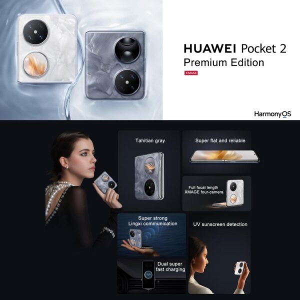 HUAWEI Pocket 2 Premium Edition, 12GB+256GB, 6.94 inch + 1.15 inch HarmonyOS 4.3 Octa Core, OTG, NFC, Not Support Google Play - Imagen 2