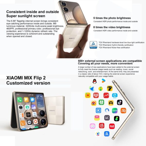Xiaomi MIX Flip 2, 12GB+256GB, 6.86 inch + 4.01 inch Xiaomi HyperOS 2 Snapdragon 8 Elite Octa Core, NFC, Network: 5G - Imagen 8