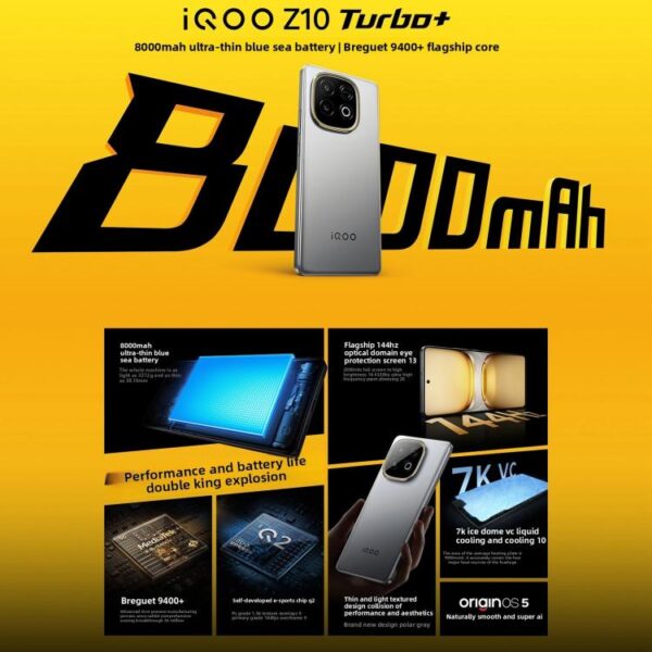 vivo iQOO Z10 Turbo+, 12GB+512GB, Screen Fingerprint, 6.78 inch Android 15 OriginOS 5 Snapdragon 8 Elite Octa Core, OTG, NFC, Network: 5G, Support Google Play - Imagen 2
