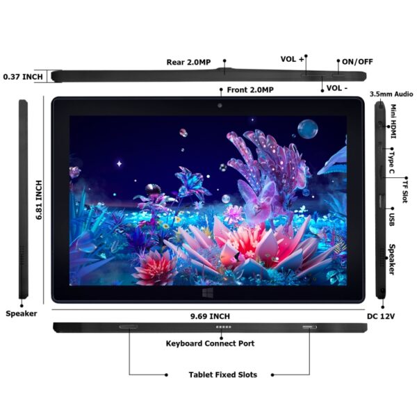 Tablet PC LZ1003, 10,1 pulgadas, 8GB+128GB, Windows 11, Intel Celeron J3455 Quad Core, compatible con tarjeta TF, HDMI, BT y WiFi dual, teclado no incluido - Imagen 2