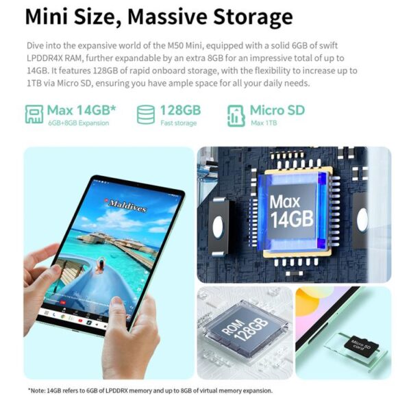 Tableta Teclast M50 Mini WiFi, 4 GB + 128 GB, 8,7 pulgadas, Android 15, Unisoc T606, ocho núcleos - Imagen 13