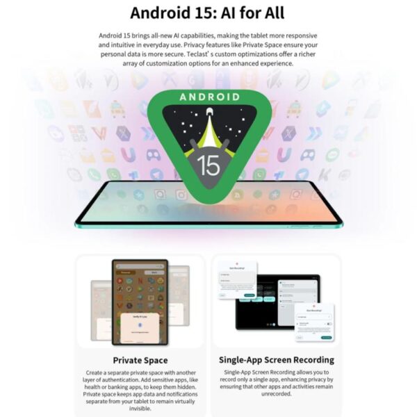 Tableta Teclast P50AI WiFi, 6 GB + 128 GB, 11 pulgadas, Android 15, Allwinner A733, ocho núcleos, con NPU - Imagen 7