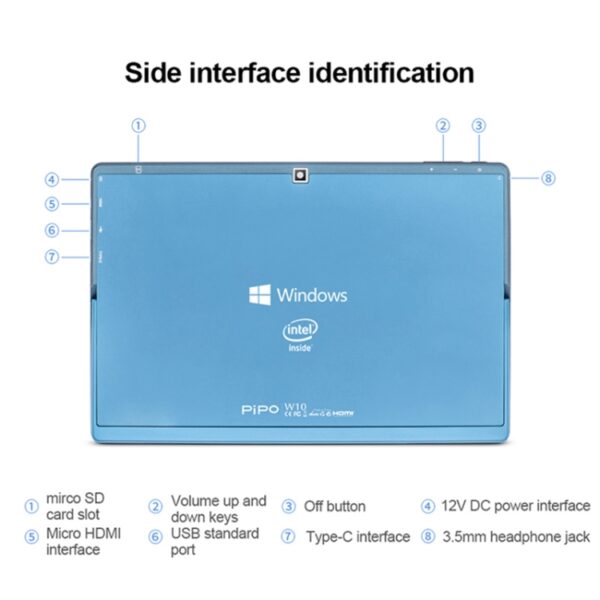 PIPO W10 2 en 1 Tablet PC, 10,1 pulgadas, 6GB + 64GB, SISTEMA DE WINDOWS 10, Intel Gemini Lake N4120 Quad Core Hasta 2.6GHz, sin teclado y lápiz de lápiz, soporte Dual Band WiFi y Bluetooth y TF Card & HDMI, TPL - Imagen 7