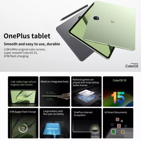Tableta OnePlus Pad de 11,61 pulgadas, 12 GB + 512 GB, ColorOS 15.0, Dimensity 8350 Octa Core - Imagen 2
