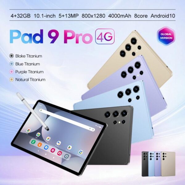 Pad 9 Pro 10.1 inch 4G LTE Tablet PC Combo Set, 4GB+32GB, Android 10 MT6755 Octa Core, with Keyboard / Mouse / Leather Case, UK Plug - Imagen 2