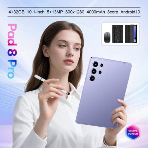 Pad 9 Pro 10.1 inch 4G LTE Tablet PC Combo Set, 4GB+32GB, Android 10 MT6755 Octa Core, with Keyboard / Mouse / Leather Case, UK Plug - Imagen 3
