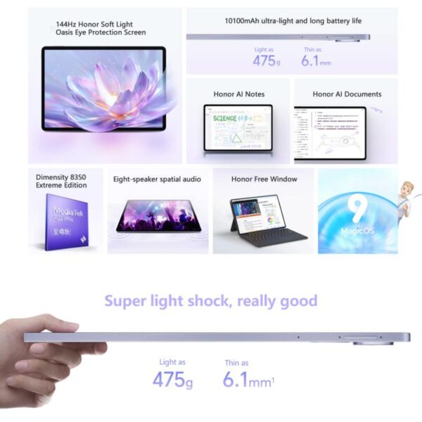 Tableta Honor Pad V9 con pantalla suave y WiFi, 11,5 pulgadas, 8 GB + 256 GB, MagicOS 9.0, dimensión 8350 Ultra Octa Core - Imagen 3